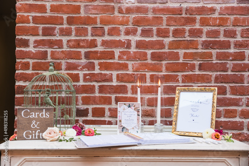 welcome table at wedding reception