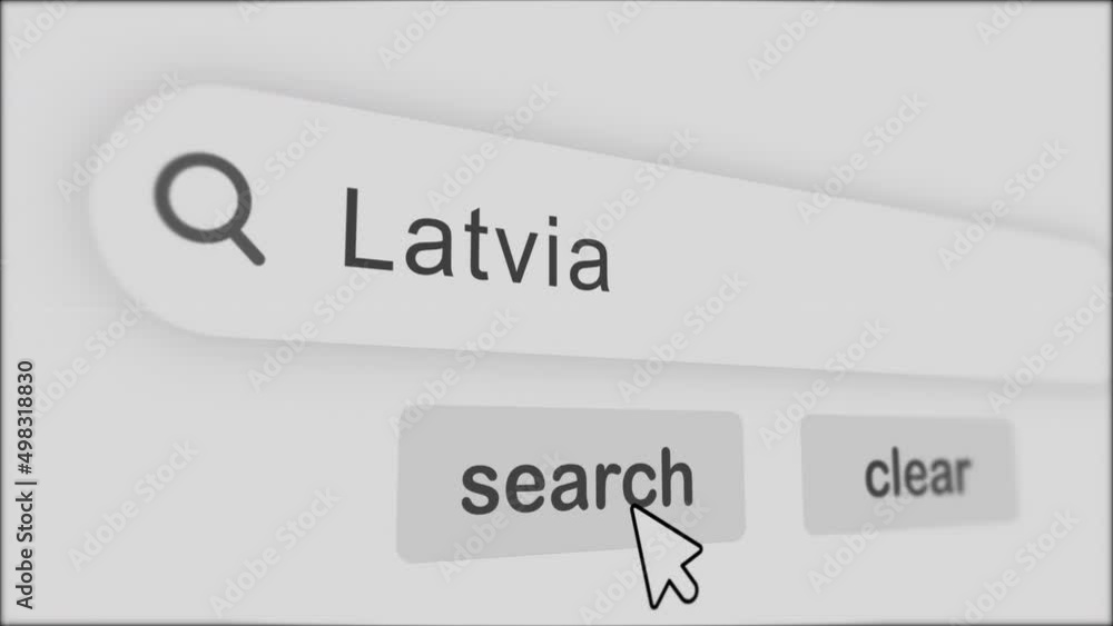 Latvia typing on Search Bar with click Animation.vintage monitor screen. Searching the word on internet search browser. Latvia typing on Search Bar with click Animation.vintage monitor screen. Searching the word on internet search browser.