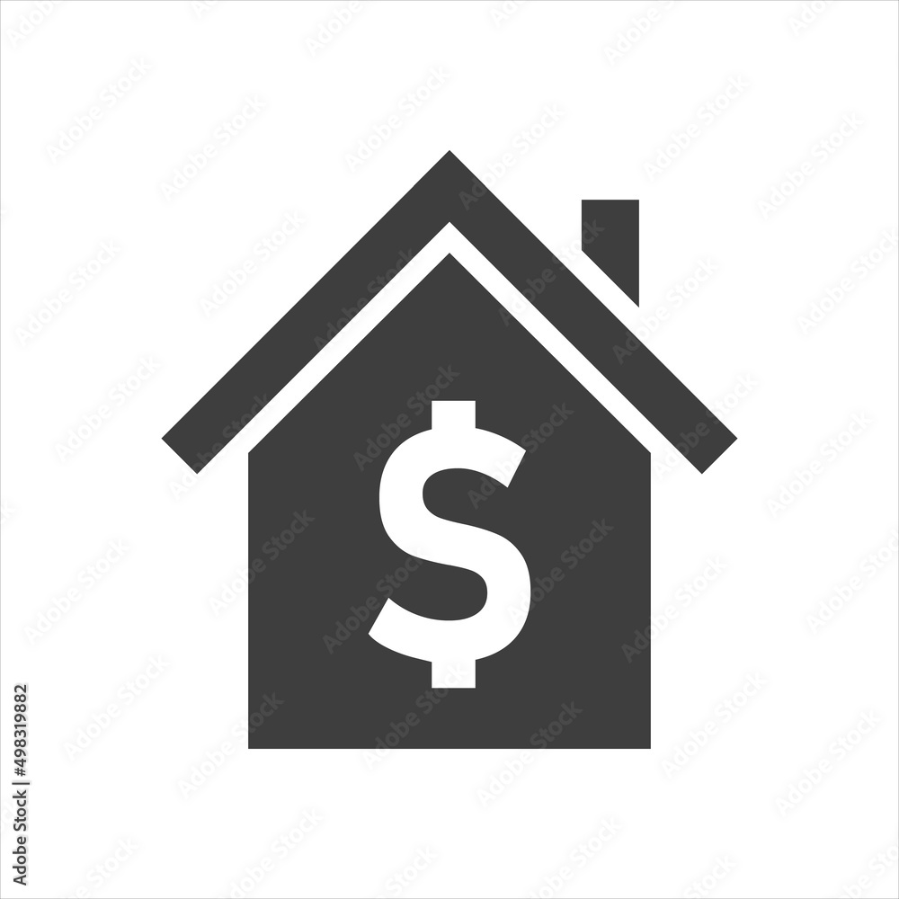 House investment growth icon on white background House investment growth icon on white background