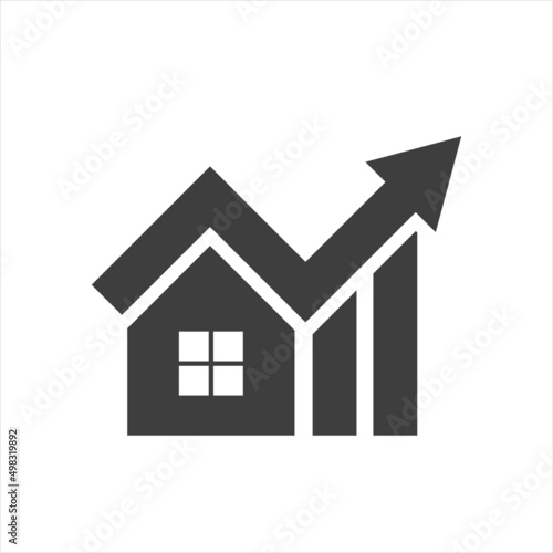 House investment growth icon on white background