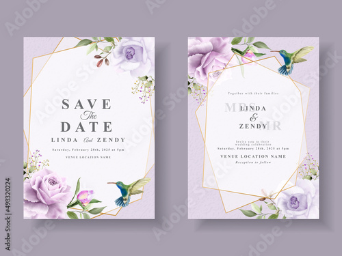 Beautiful floral wedding invitation card template