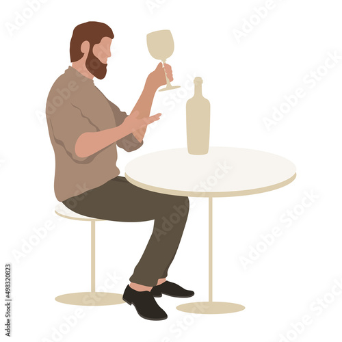 bearde man drinking wine photo