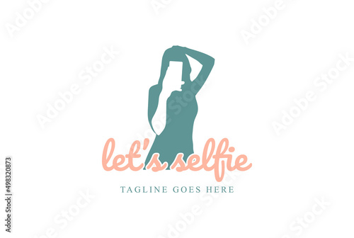 Beauty Sexy Woman Girl Lady Female Selfie Silhouette Logo Design Vector