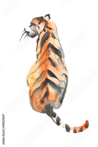 Quadro su tela Watercolor painting of tigers. collection