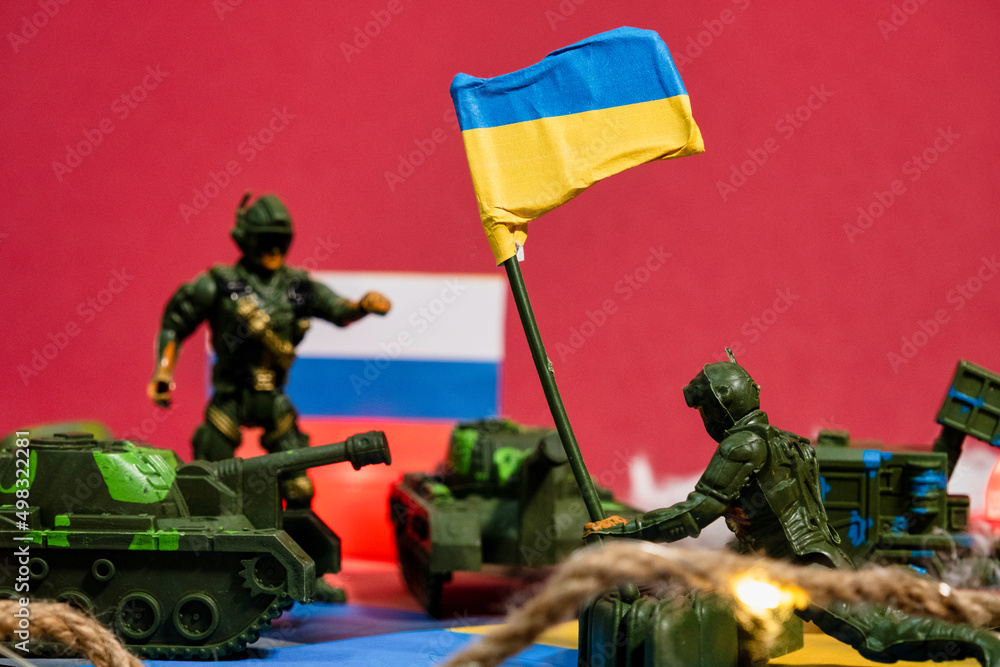 Naklejka premium An animated composition of the military conflict between Ukraine and Russia