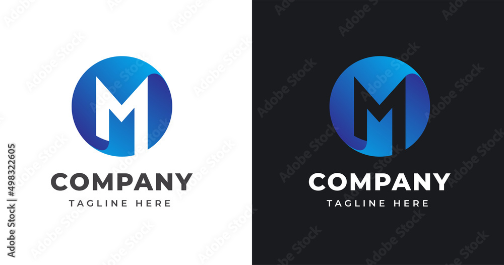 Letter M logo design template with circle shape concept gradient element geometric Letter M logo design template with circle shape concept gradient element geometric