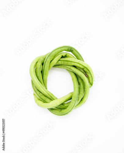 Slide shoot yardlong bean isolated on white background.