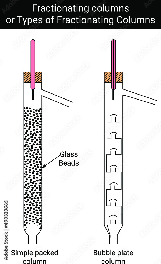 Fractionating columns or Types of Fractionating Columns Stock Vector