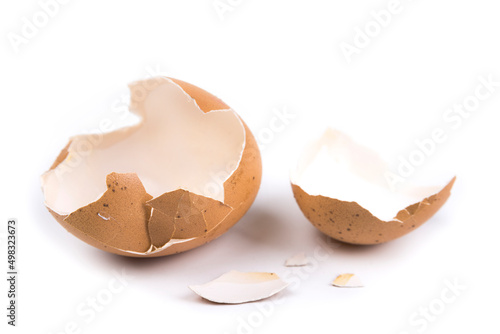 Fotobehang The egg shell on a white background