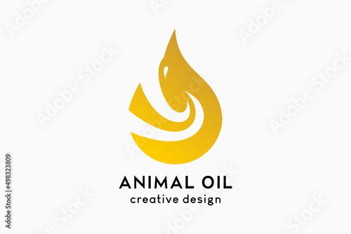 Animal oil logo design, bird shape drop icon flying upwards