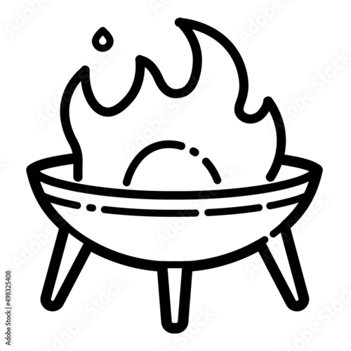 Bbq Fire Pit Flat Icon Isolated On White Background