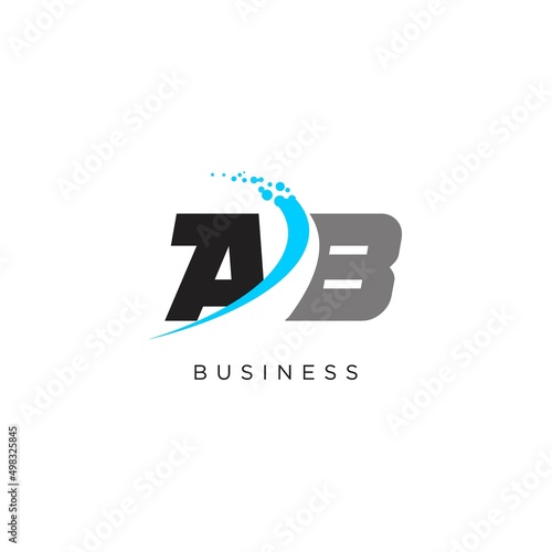 Initials AB abstract curved lines logo