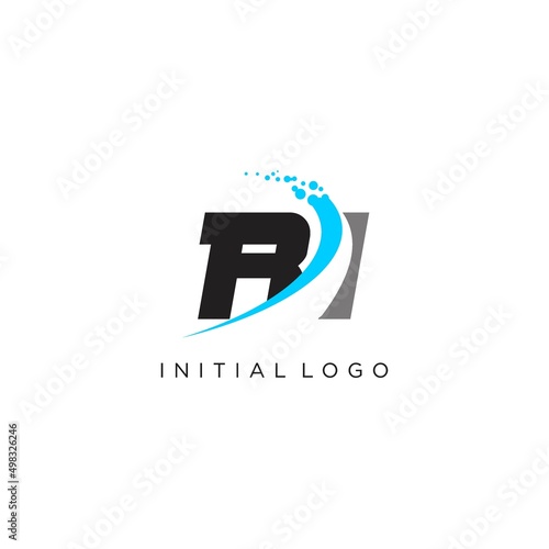 Initials RI abstract curved lines logo