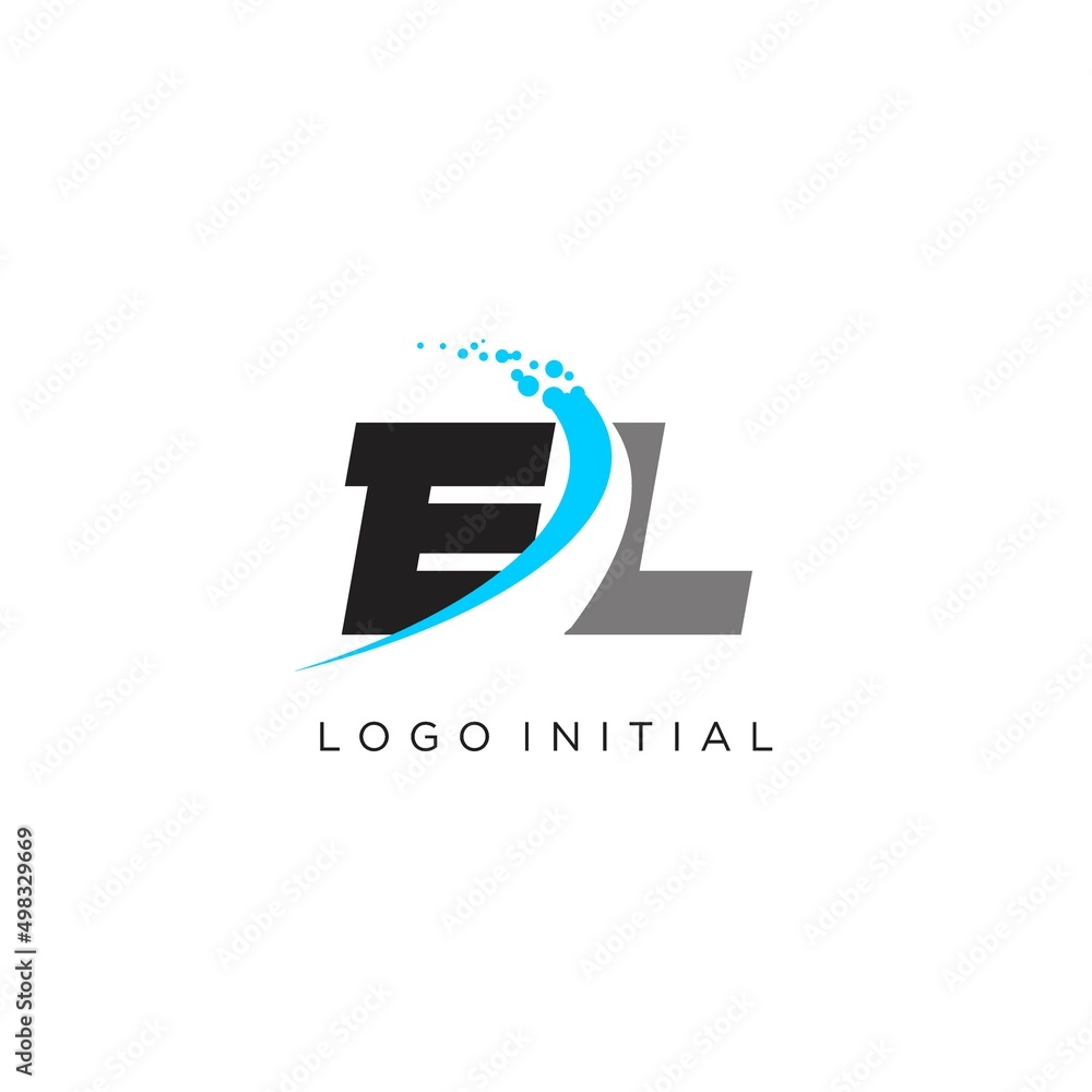 Initials EL abstract curved lines logo - obrazy, fototapety, plakaty 