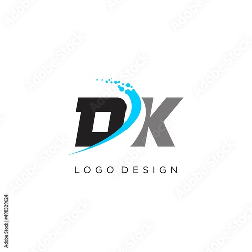 Initials DK abstract curved lines logo