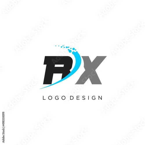 Initials RX abstract curved lines logo