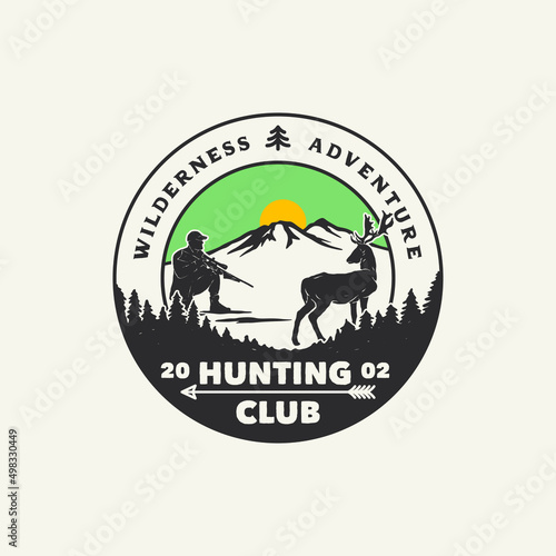 Hand Drawn Hunting Club Logo Label Badge
