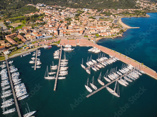 Aerial view of Cannigione Town and port in  Sardinia