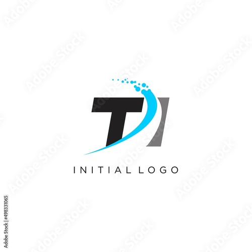 Initials TI abstract curved lines logo