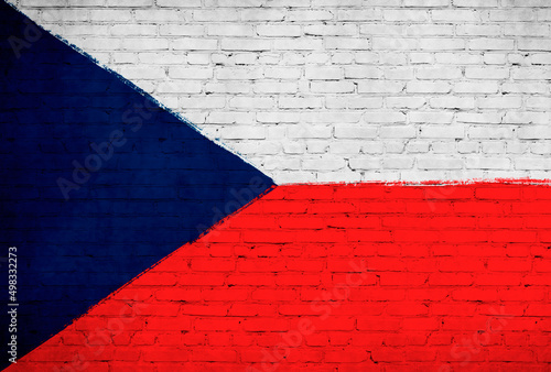 Czech Republic flag painted on brick wall. National country flag background photo