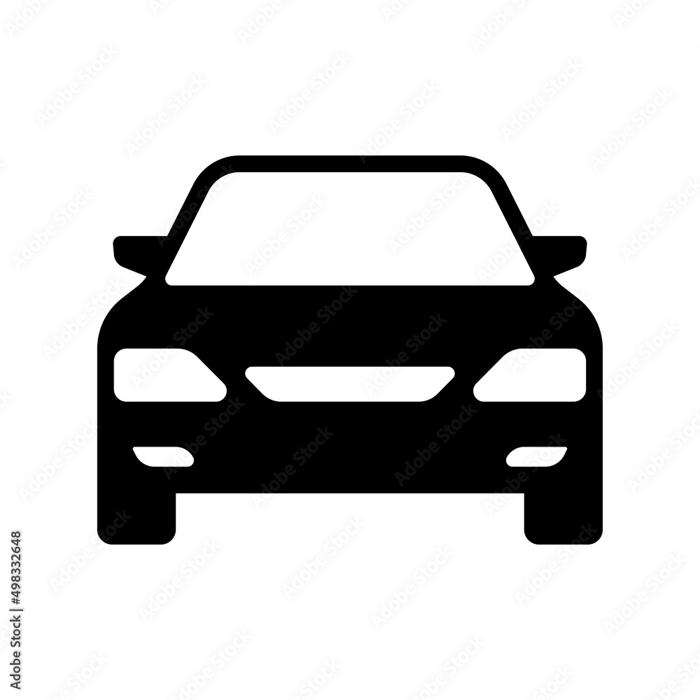 Car icon. Black silhouette. Front view. Vector simple flat graphic illustration. Isolated object on a white background. Isolate. Car icon. Black silhouette. Front view. Vector simple flat graphic illustration. Isolated object on a white background. Isolate.