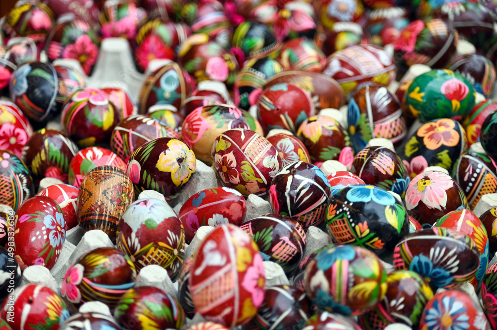Colorful and painted Easter eggs