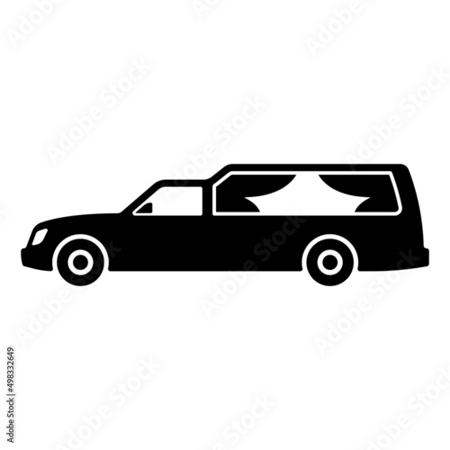 Car hearse icon. Black silhouette. Side view. Vector simple flat graphic illustration. Isolated object on a white background. Isolate. photo