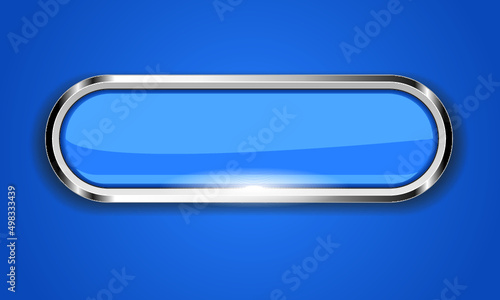 Blue glass oval button isolated on a white background