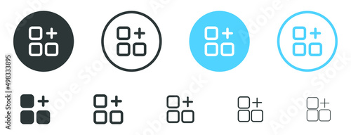 layout grid add icon. grid menu icon sign. Thin, line, outline icons 