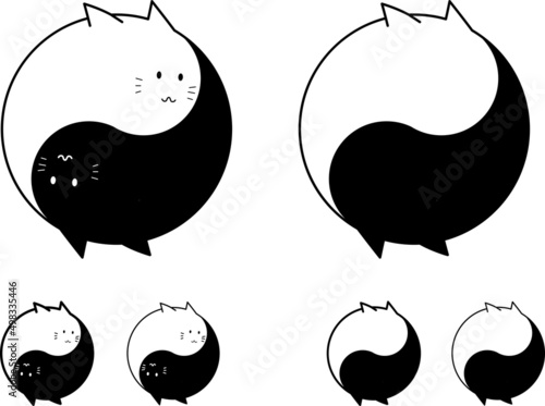 猫の陰陽太極図、お守り。