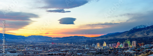 Reno, Nevada skyline at dawn photo