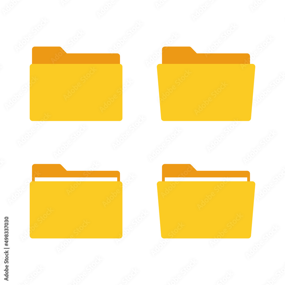 Flat folder icon set. Various folder symbol. Suitable for design element of document management app, computer file directory, and office storage folder.