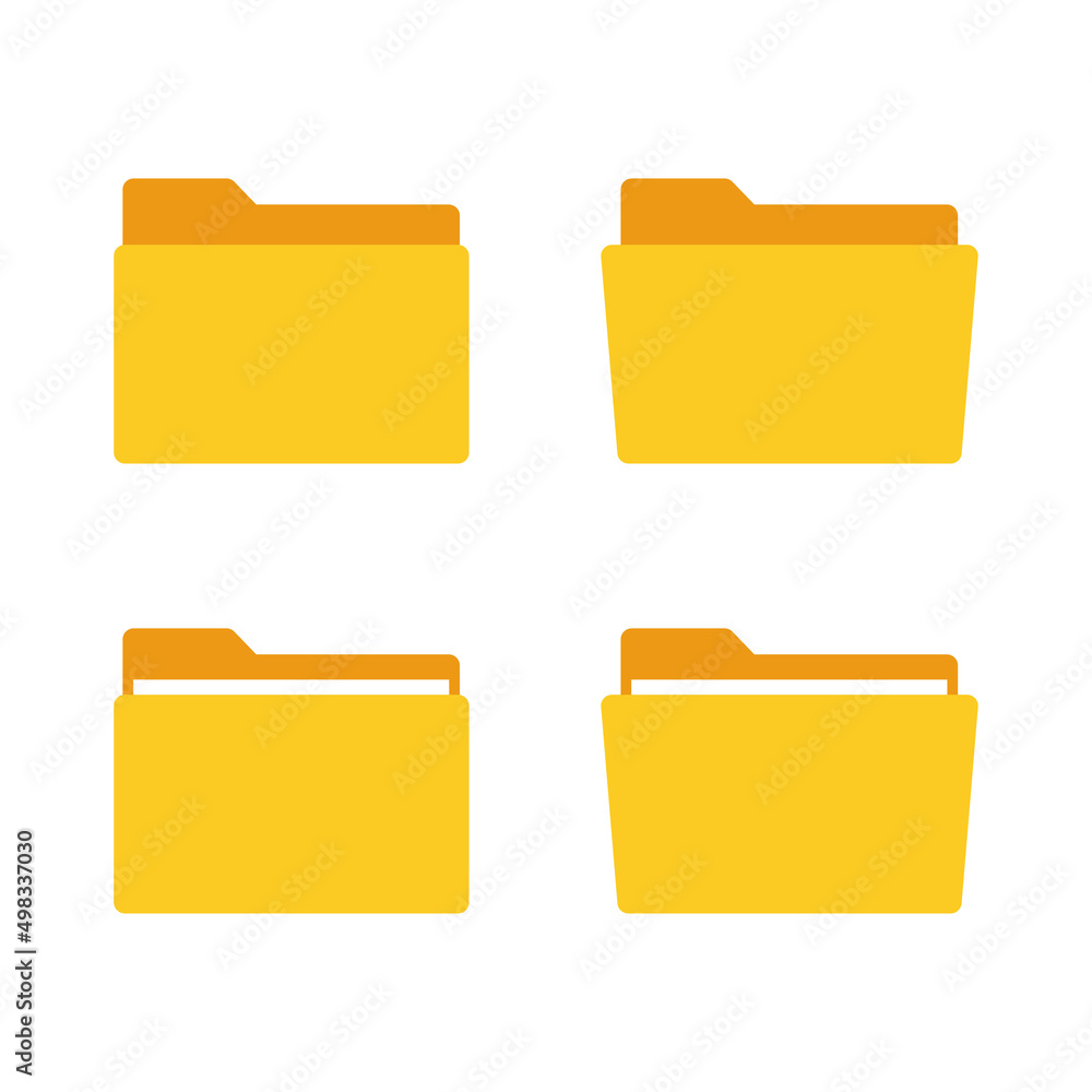Flat folder icon set. Various folder symbol. Suitable for design element of document management app, computer file directory, and office storage folder. Flat folder icon set. Various folder symbol. Suitable for design element of document management app, computer file directory, and office storage folder.