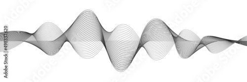 Vector abstract background with wave of flowing particles over dark, smooth curve shape lines, particle array flow. 3d shape glowing dots blended mesh, technology relaxing wallpaper.