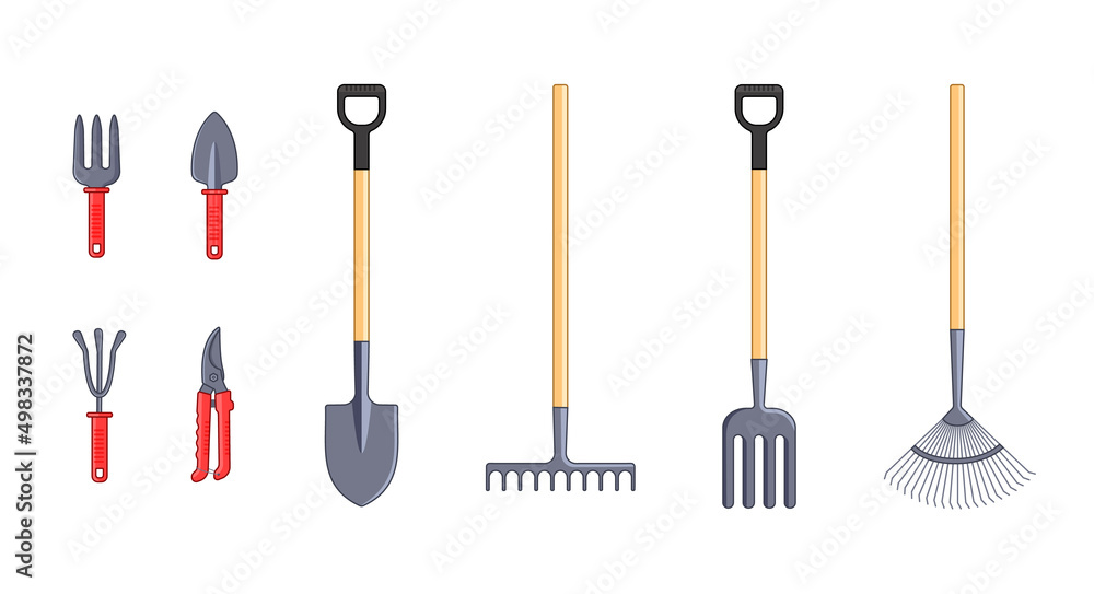 Set of garden tools and gardening items. Vector illustration cartoon ...