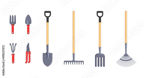 Set of garden tools and gardening items. Vector illustration cartoon design