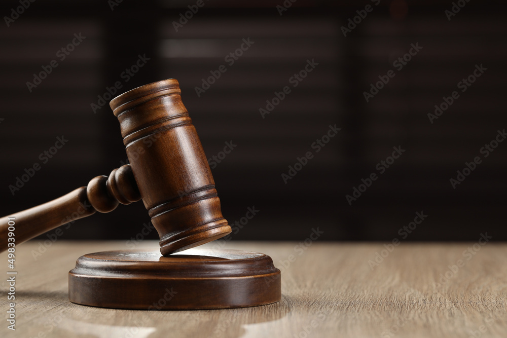 Wooden gavel on table. Space for text Wooden gavel on table. Space for text
