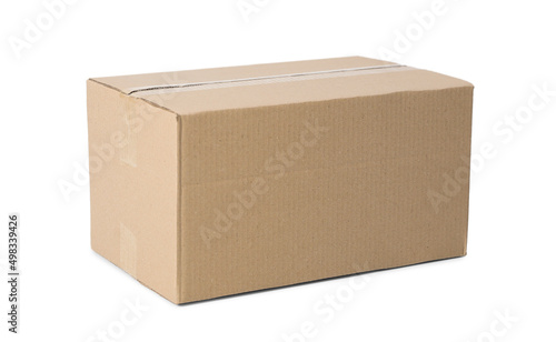One closed cardboard box isolated on white © New Africa