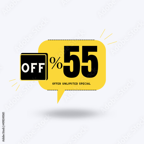 55%Unlimited special offer (with yellow balloon and shadow with discount)