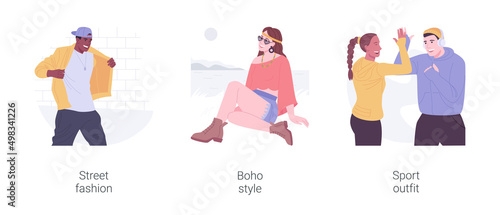 Clothing style isolated cartoon vector illustrations set.