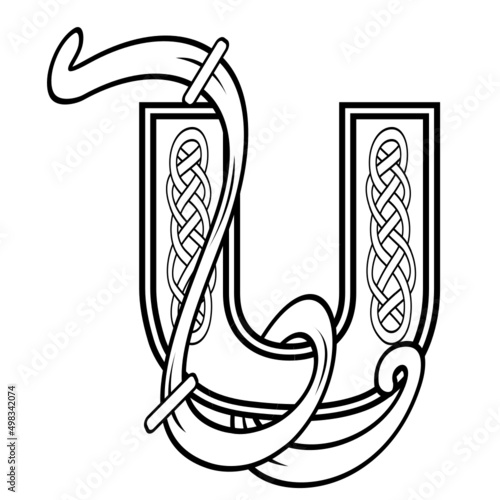 celtic letter U illustration in vector format