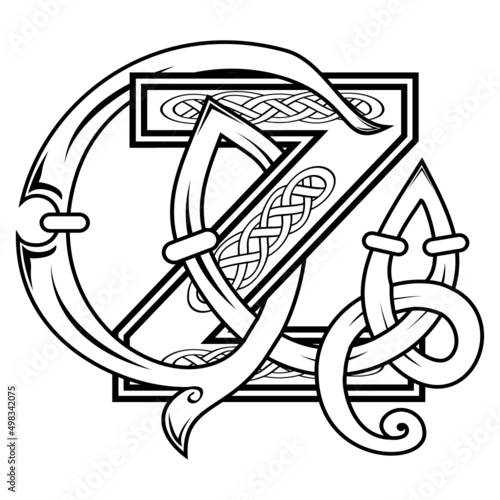 celtic letter Z illustration in vector format