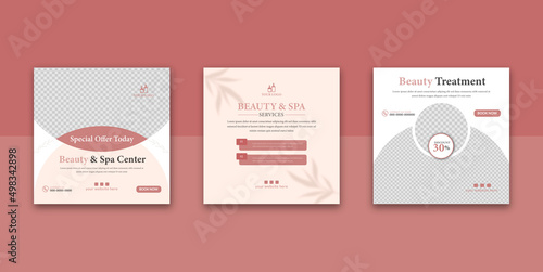 beauty and spa center instagram and banner design template 