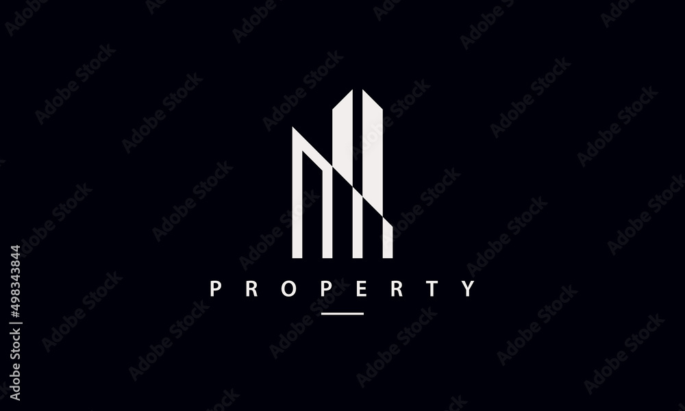 Modern real estate, building, apartment, palace, architecture, construction, skyscrapers, cityscape, residence, property logo design concept.