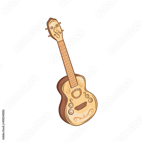Vector illustration of acoustic mexican guitar isolated on white background. String musical instrument in flat style.