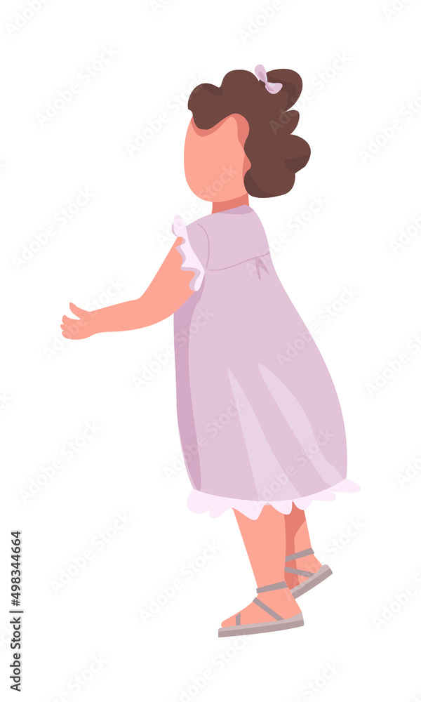 Little girl making first steps semi flat color vector character. Walking figure. Child development. Full body person on white. Simple cartoon style illustration for web graphic design and animation Little girl making first steps semi flat color vector character. Walking figure. Child development. Full body person on white. Simple cartoon style illustration for web graphic design and animation