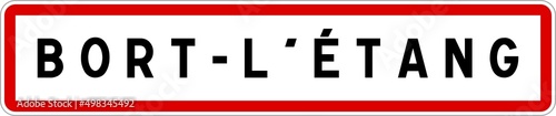 Panneau entrée ville agglomération Bort-l'Étang / Town entrance sign Bort-l'Étang