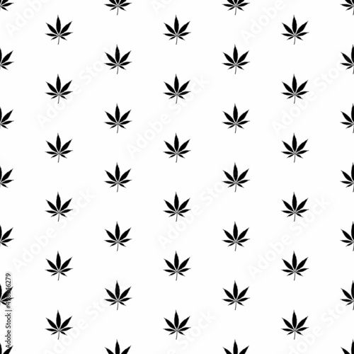 Marijuana leaf icon seamless pattern. Medical cannabis plant, Herbal indica sativa. Natural hemp background. Addiction smoke weed drugs Illegal narcotic. Vector illustration