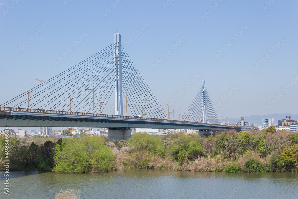 Fototapeta premium 城北ワンド群と菅原城北大橋