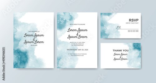 Wedding invitation with abstract watercolor background